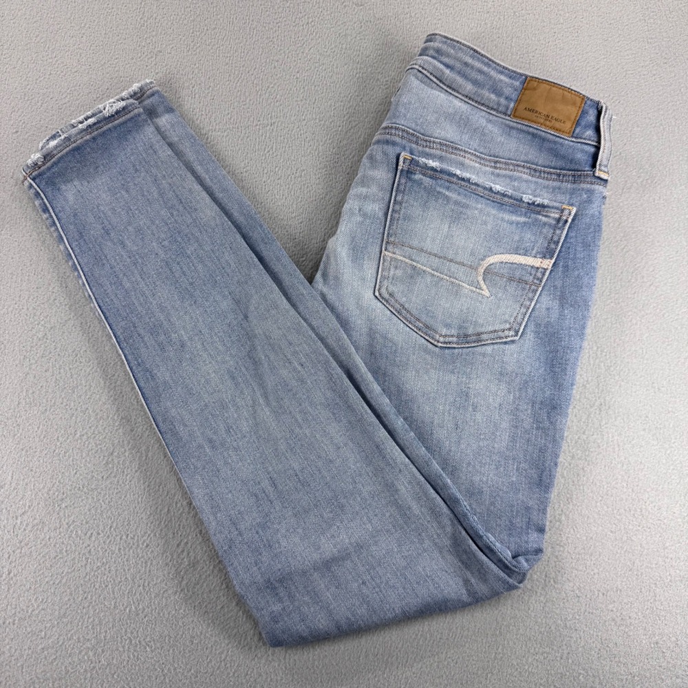 American Eagle Super Super Stretch Skinny Jeans Light Wash Blue Size 6 Regular